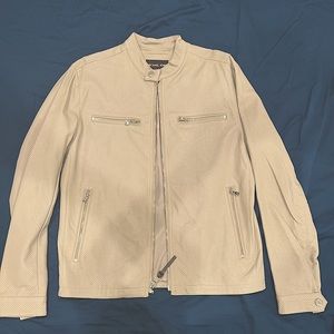 Michael Kors Faux Bone/Beige Moto Leather Jacket